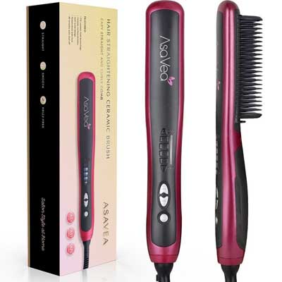 AsaVea Hair Straightening Brush 2 with Anti-scald Patented Design, PTC Heating Technology