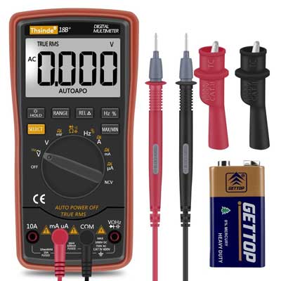 Thsinde Digital Multimeter TRMS 6000 with Battery Alligator Clips