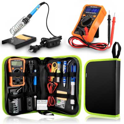 Anbes Soldering Iron Kit 60W Adjustable Temperature Welding Tool, Digital Multimeter