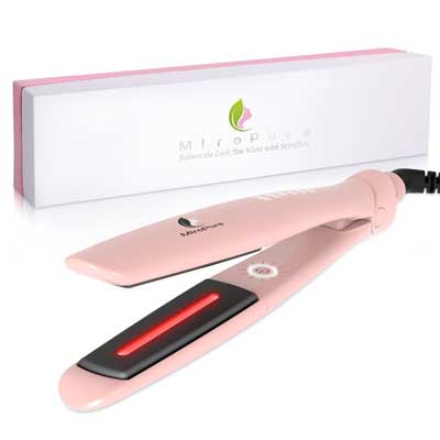 MiroPure Ceramic Hair Straightener- Pro Infrared Flat Iron, with Free Heat Resistant Glove and Comb