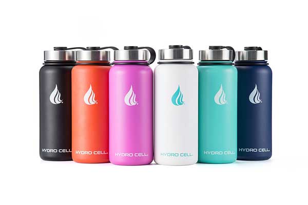 Hydro Cell Water Bottle with Straw and Wide Mouth Lids - Stainless Steel