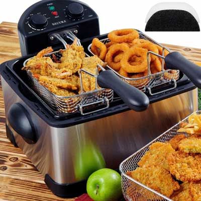 Secura 1700-Watt Stainless-Steel Triple Basket Electric Deep Fryer