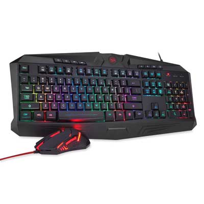 Redragon Backlit Gaming Mouse, Keyboard, Mouse Pad, Headset with Microphone Combo