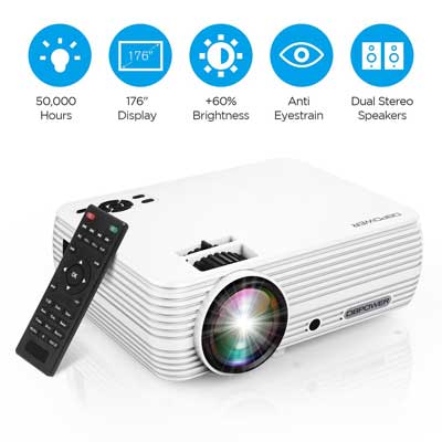 Projector, DBPOWER X5 +60 Percent Brightness Mini Portable Video Projector