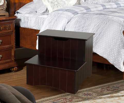 King’s Brand Large Cherry Finish Wood Bedroom Step Stool