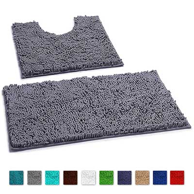 LuxUrux 2 Piece Bath Mat Set – Extra Soft Plush Bath Shower Bathroom Rug