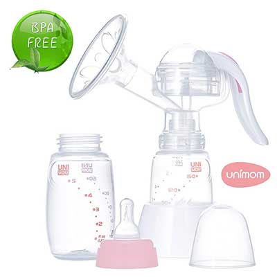 Manual Breast Pump with Soft Silicone Massaging Breast Shield