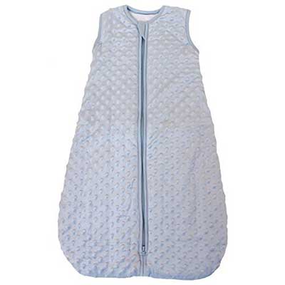 Baby Sleeping bag ‘Minky Dot’ blue, quilted and double layered