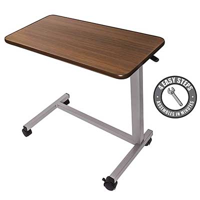 Medical Adjustable Overbed Bedside Table with Wheels