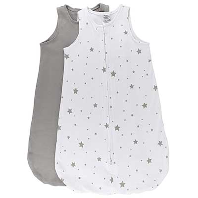 100% Cotton Wearable Blanket Baby Sleep Bag Grey Stars
