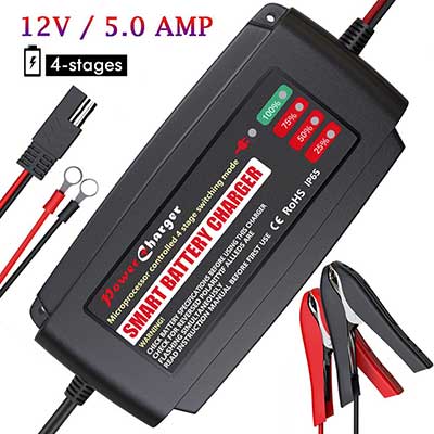 BMK 12V 5A Smart Battery Charger Portable Battery Maintainer