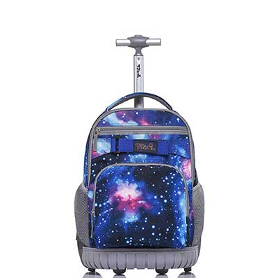 Tilami Rolling Backpack 18 Inch for School Travel, Blue Galaxy