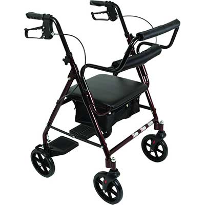 Transport Rollator with Padded Seat