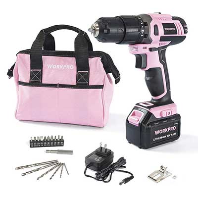 WORKPRO Pink Cordless Drill Driver Set
