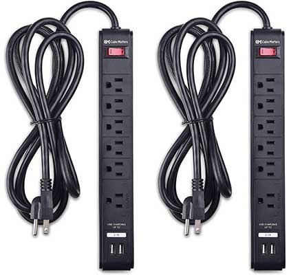 Cable Matters 2-Pack 6-Outlet Surge Protector Power-Strip