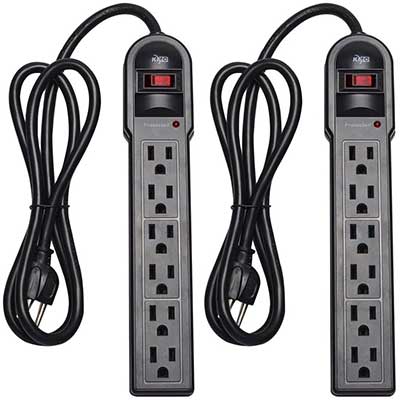 KMC 6-Outlet Surge Protector Power Strip, 2-Pack