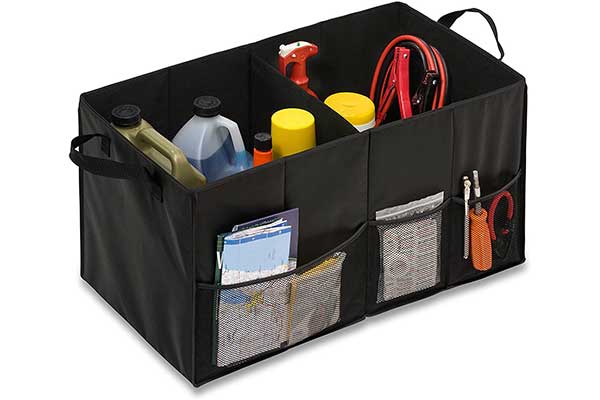 Rugged and Durable for Hauling Cargo SUV and Truck Black While Folding Flat for Easy Storage YIOVVOM Trunk Organizer Best For Keeping All Truck Supplies Together Organizer For Car
