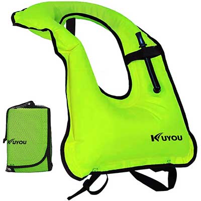 KUYOU Adult Inflatable Snorkel Life Jacket