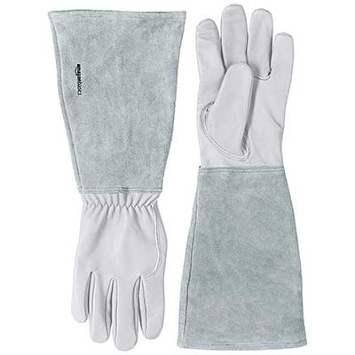 AmazonBasics Leather Gardening Gloves with Forearm Protection