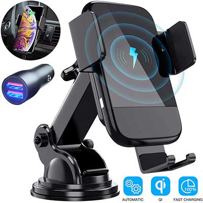 Wireless Car Charger, CTYBB Qi Auto-Clamping Car Phone Charger