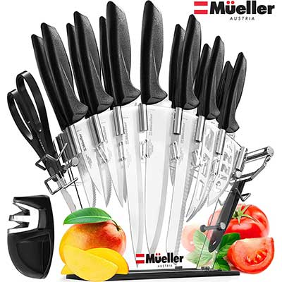 Stainless Steel Knife Set with Block – 17 Piece