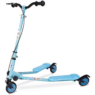 AODI Kids Foldable Swing Scooter Adjustable Height Deck