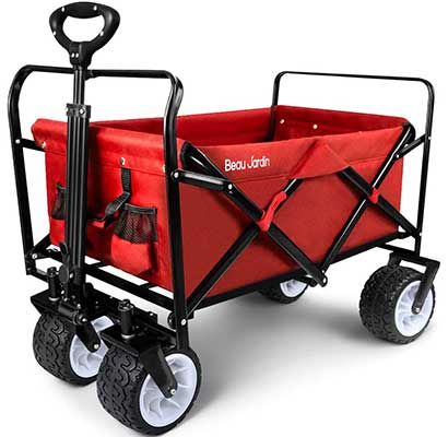 BEAU JARDIN Folding Wagon Cart 300 Pound