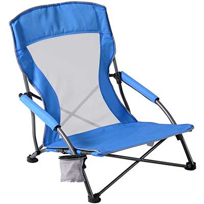Armor Castle Folding Beach Chair Backpack Compact Low Profile Chair