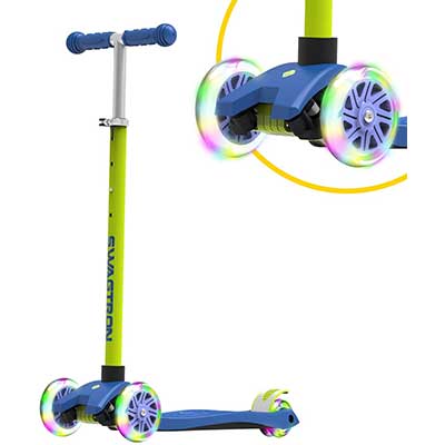 Swagtron K5 3-Wheel Kids Scooter with Light-up Wheels