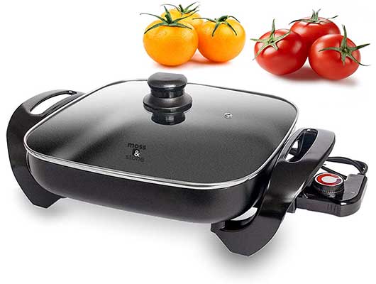 Ultimate Non-stick Electric Skillet 12” Square Aluminum Stamping Fry Pan