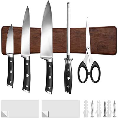 HOSHANHO Knife Magnet Strip, Wooden Knife Strip